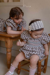 ［OREN］Noye check smock rompers