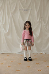 ［Melikey］Ribbon button lace tee