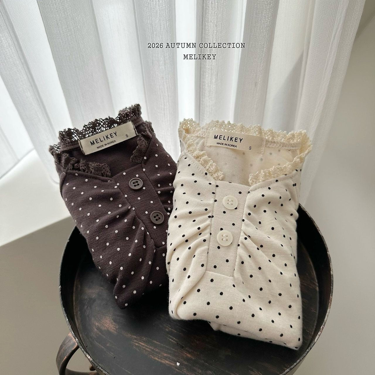 ［Melikey］Dot shirring tee