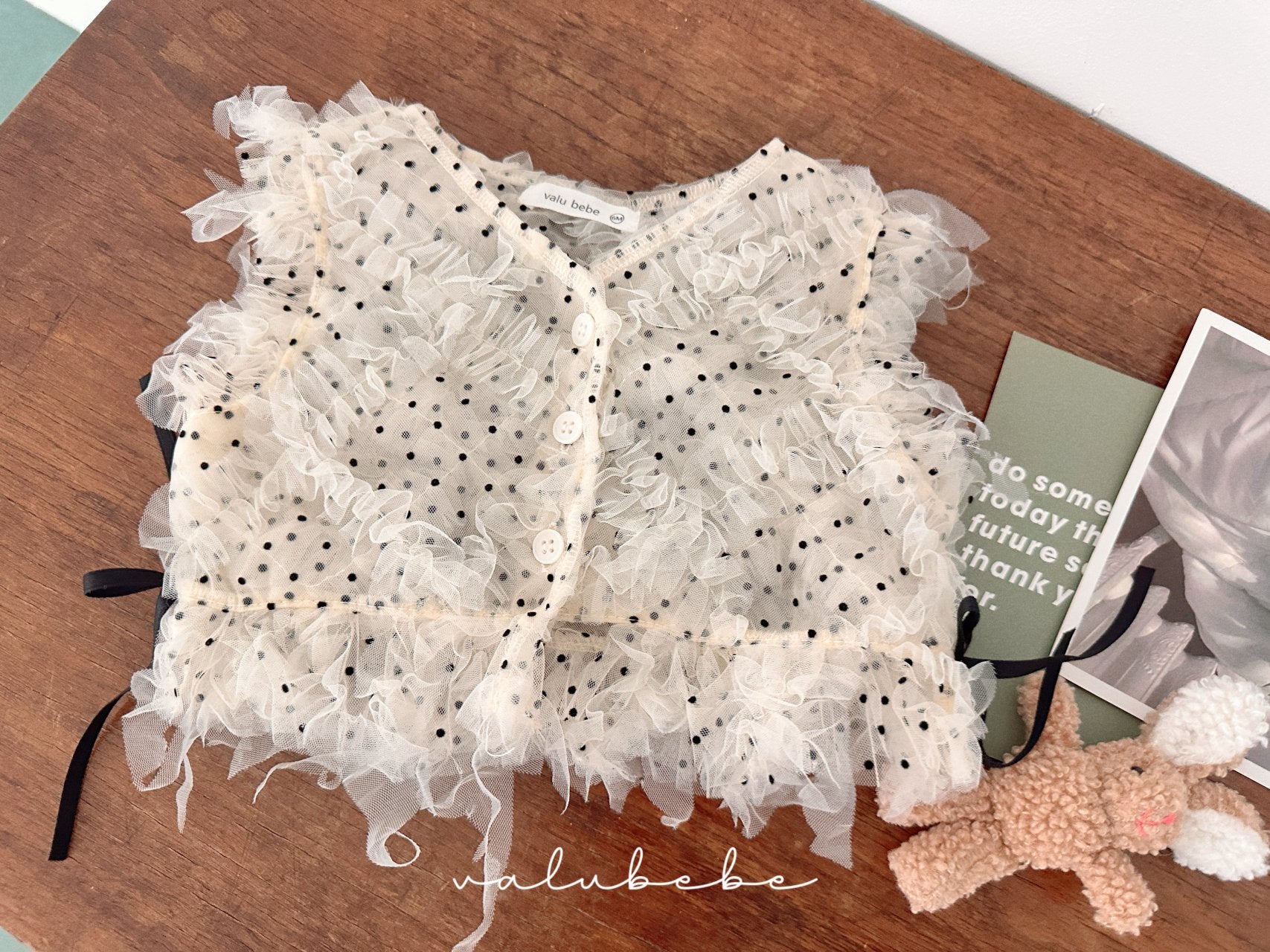 ［valubebe］Dot open ribbon vest (baby)