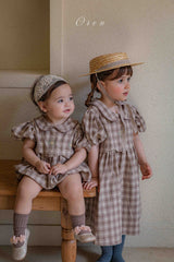 ［OREN］Check embroidery one-piece