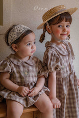 ［OREN］Check embroidery one-piece