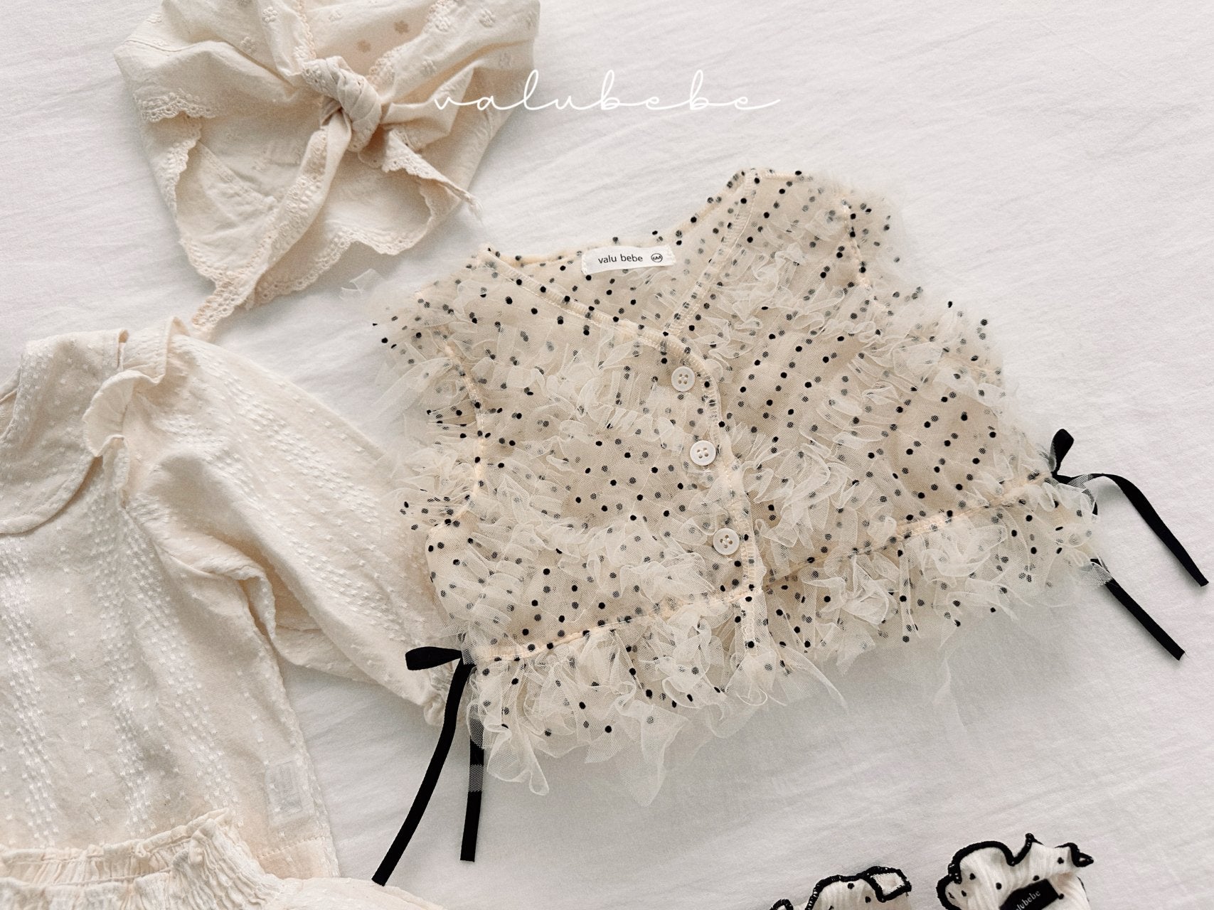 ［valubebe］Dot open ribbon vest (baby)