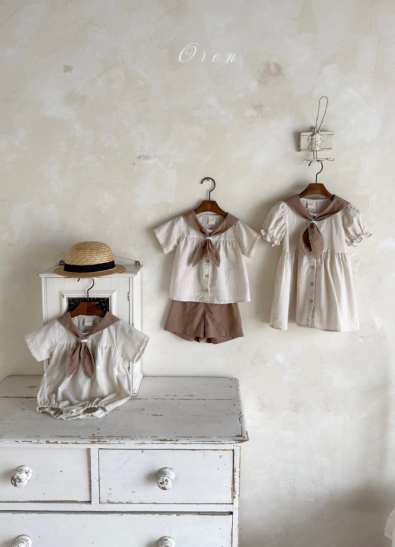 ［OREN］Pure tie stripe one-piece