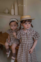 ［OREN］Check embroidery one-piece