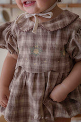 ［OREN］Check embroidery rompers