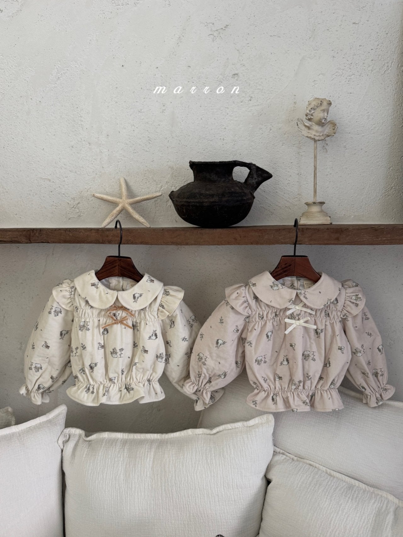 ［marron］Bunny bonnding ribbon blouse