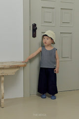［The beige］Check cross sleeveless tops