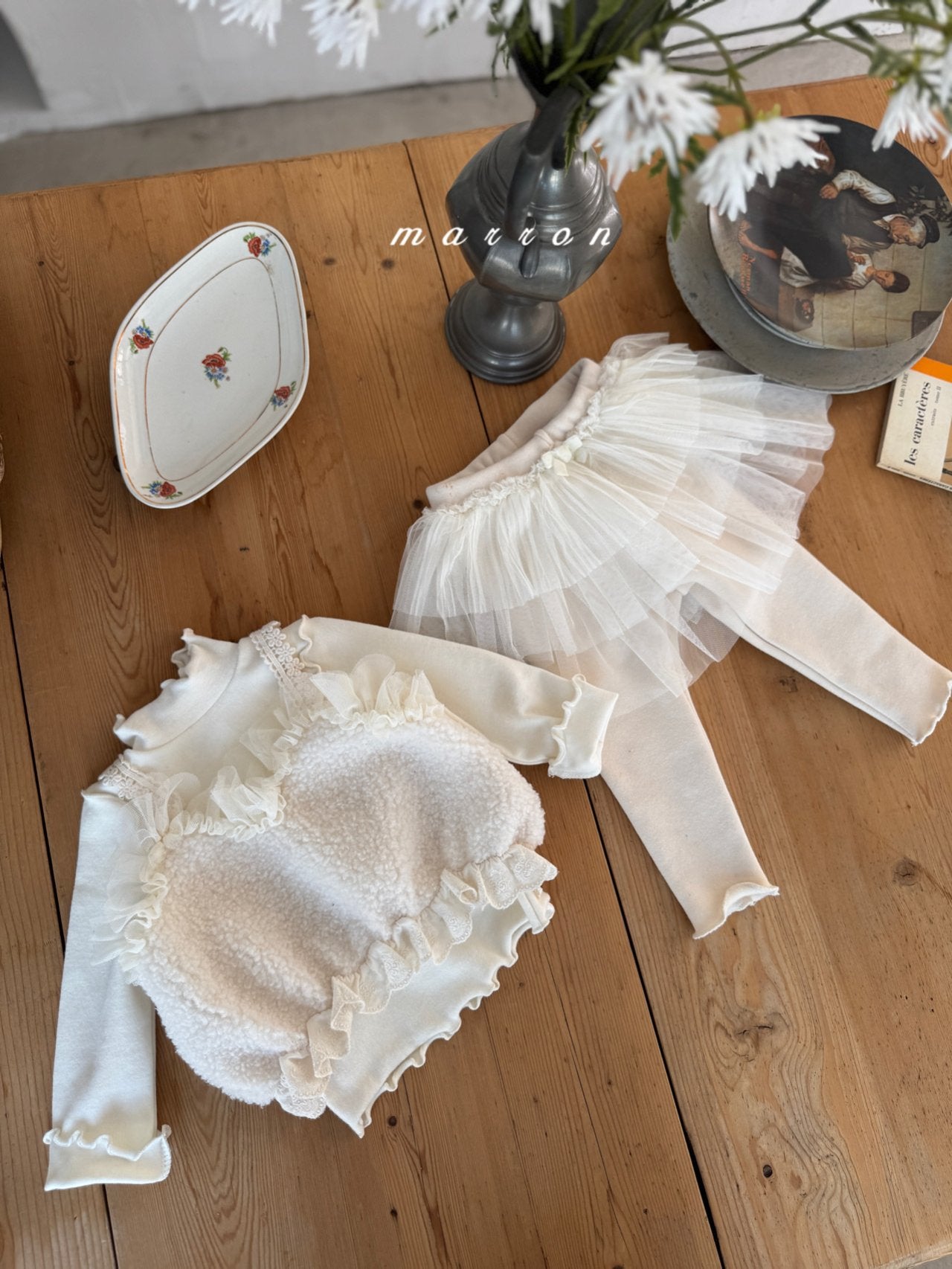 ［marron］Lace boa bustier