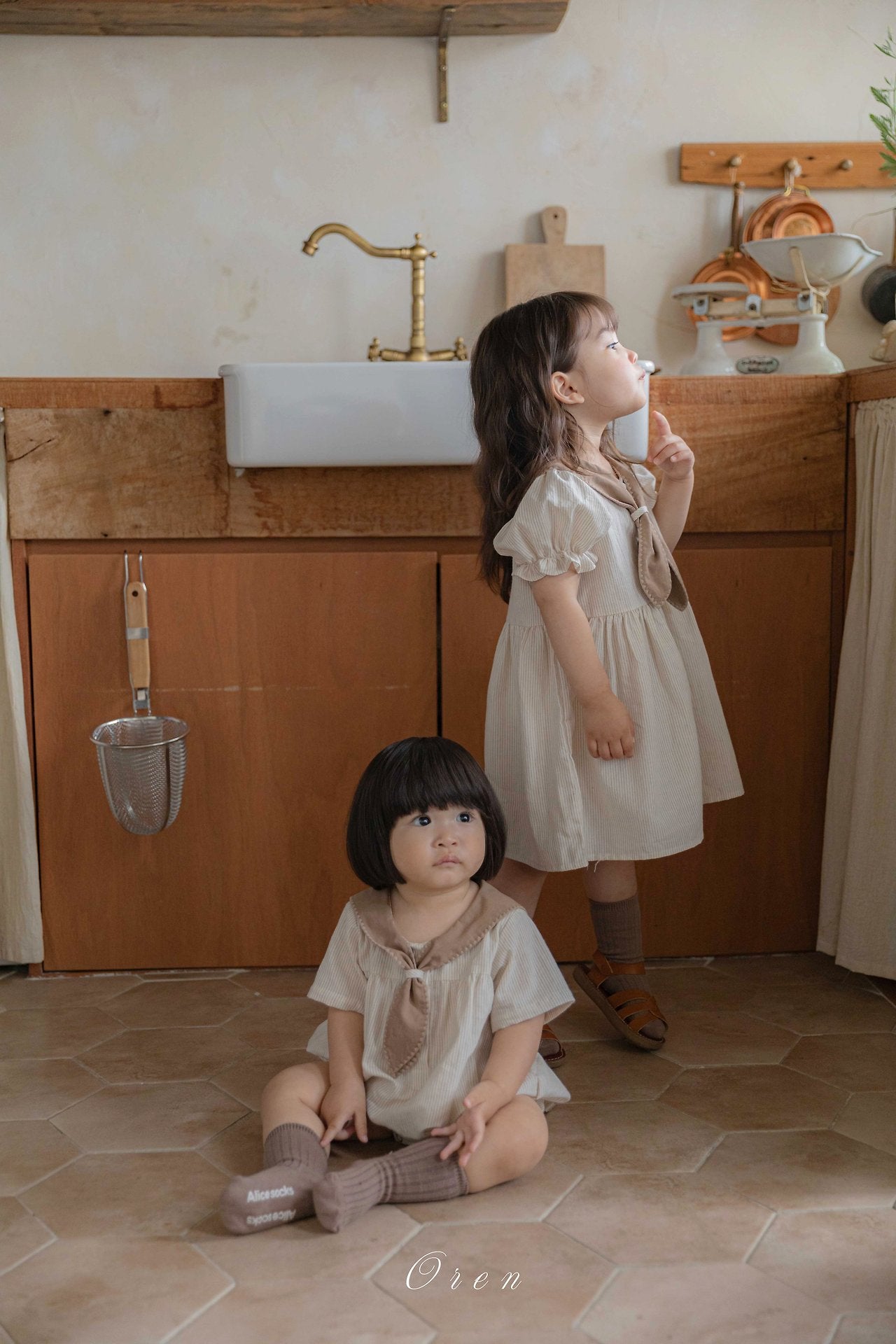 ［OREN］Pure tie stripe one-piece