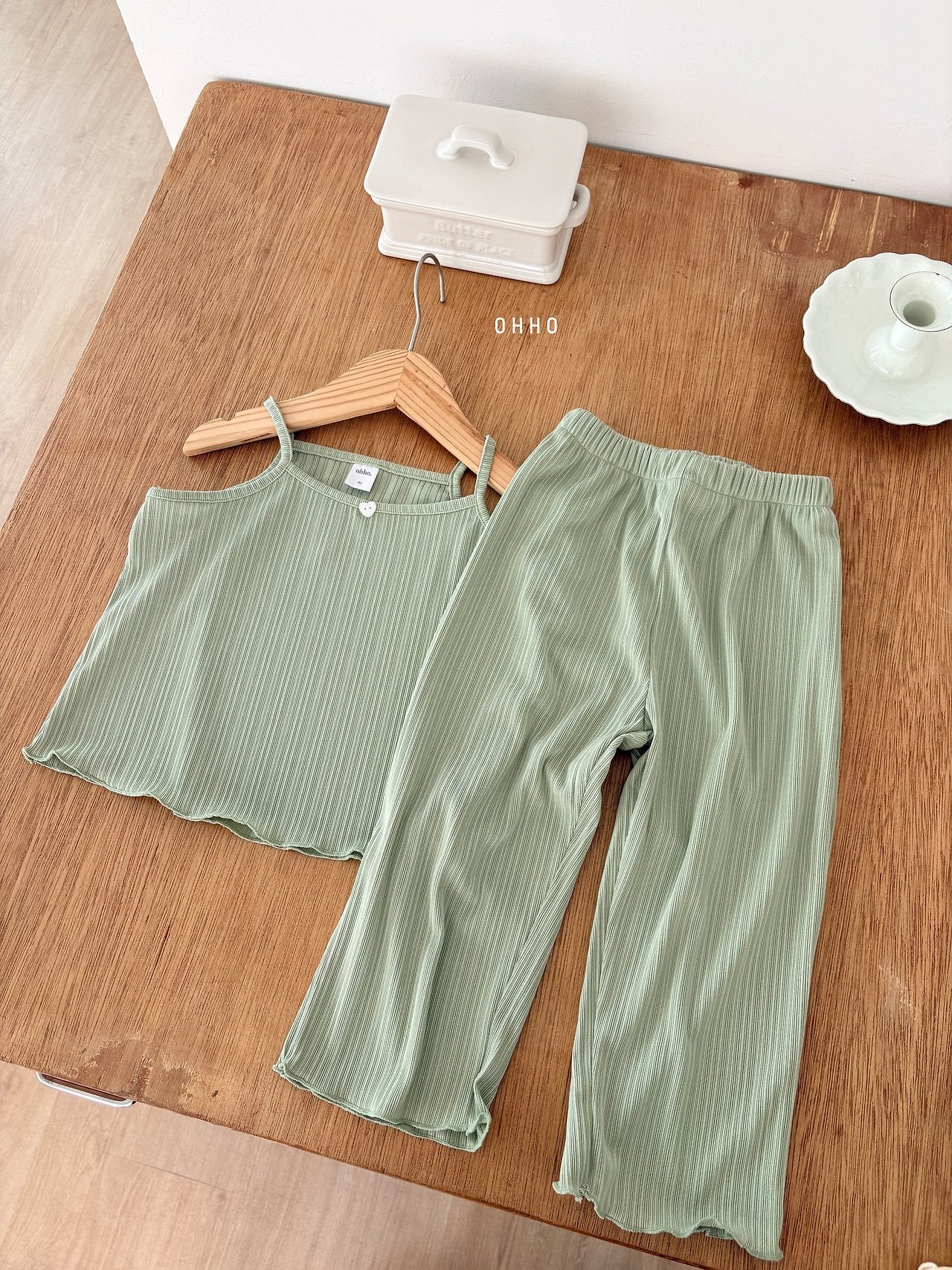 ［ohho］Heart pleats pants