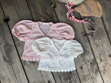 ［OREN］Linen puff lace cardigan