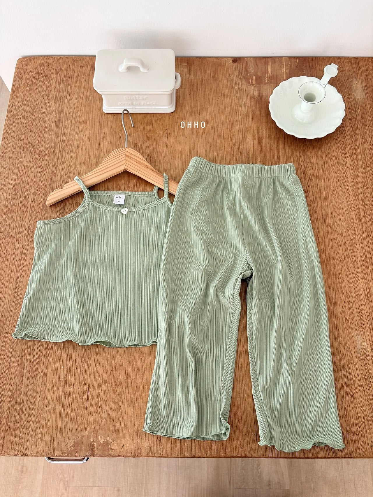［ohho］Heart pleats pants