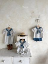 ［OREN］Pure tie stripe rompers
