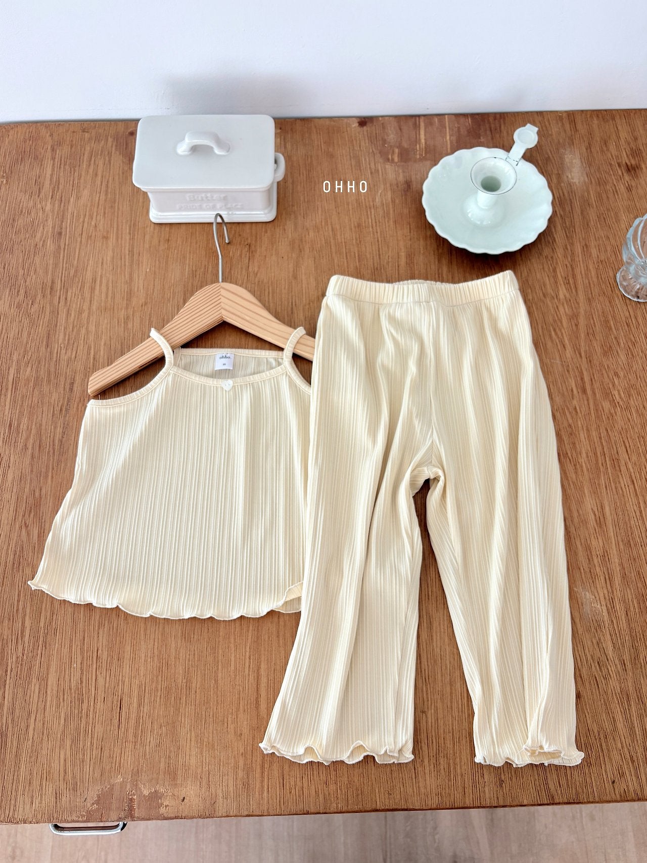 ［ohho］Heart pleats pants