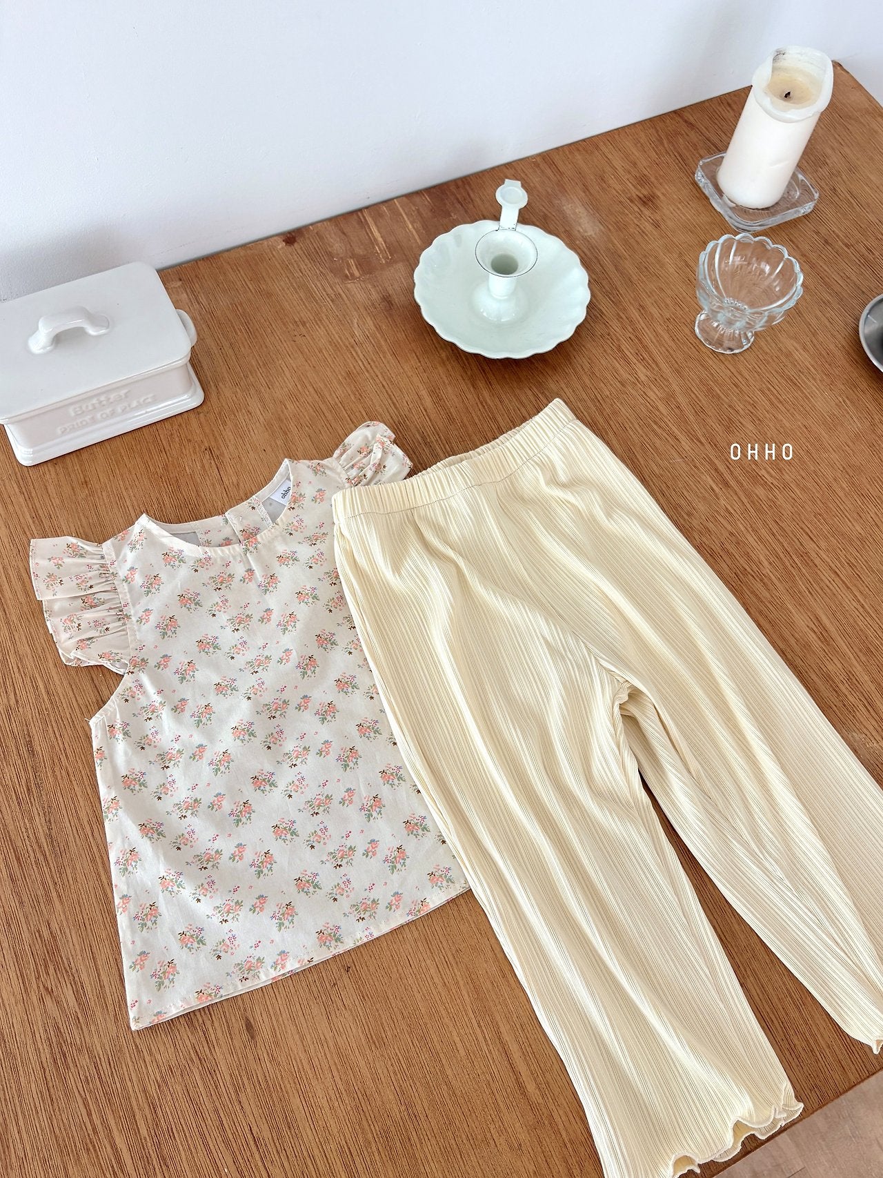 ［ohho］Heart pleats pants