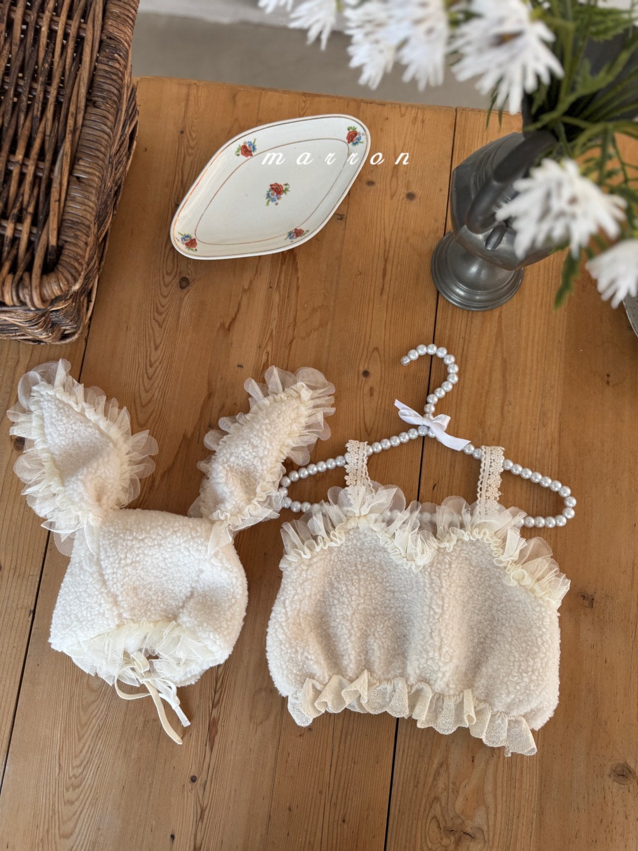 ［marron］Lace boa bustier