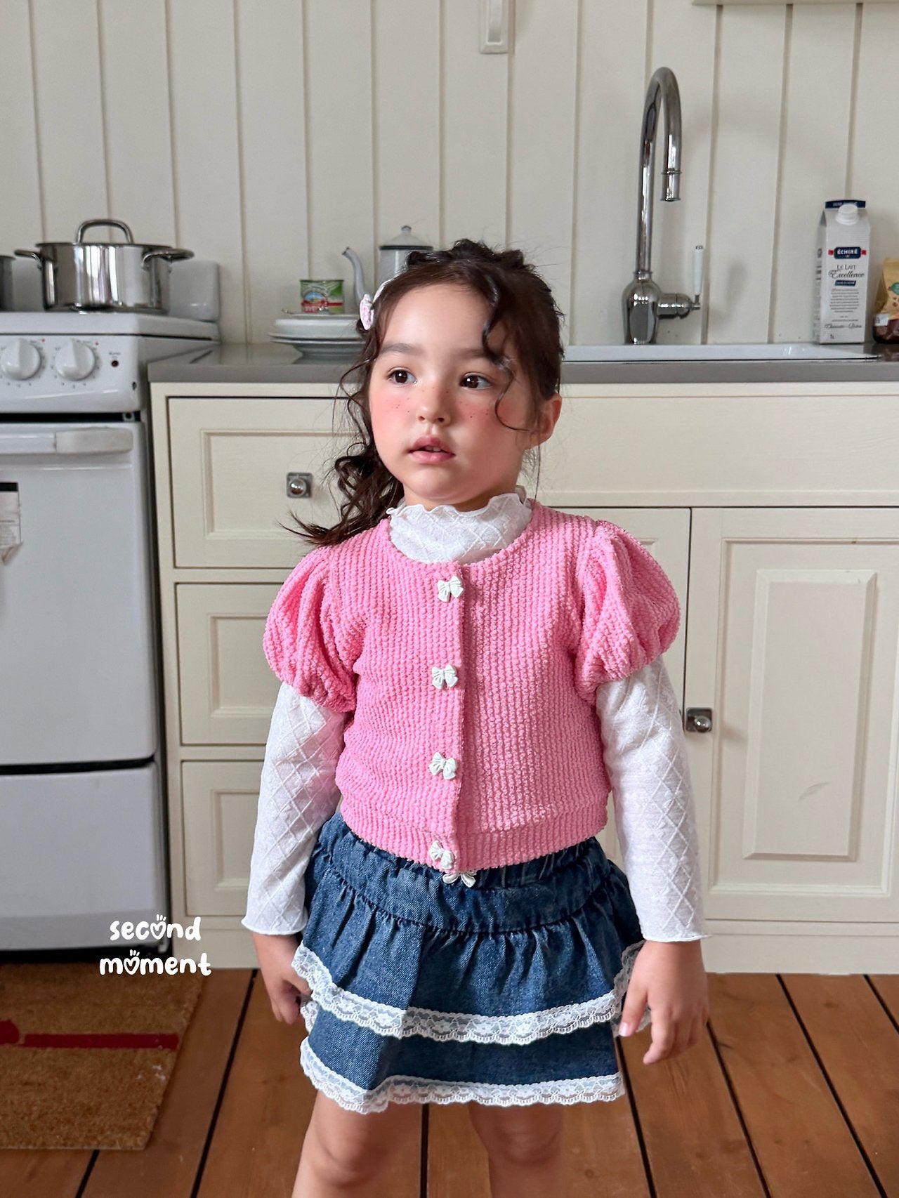 ［second moment］Puff ribbon cardigan