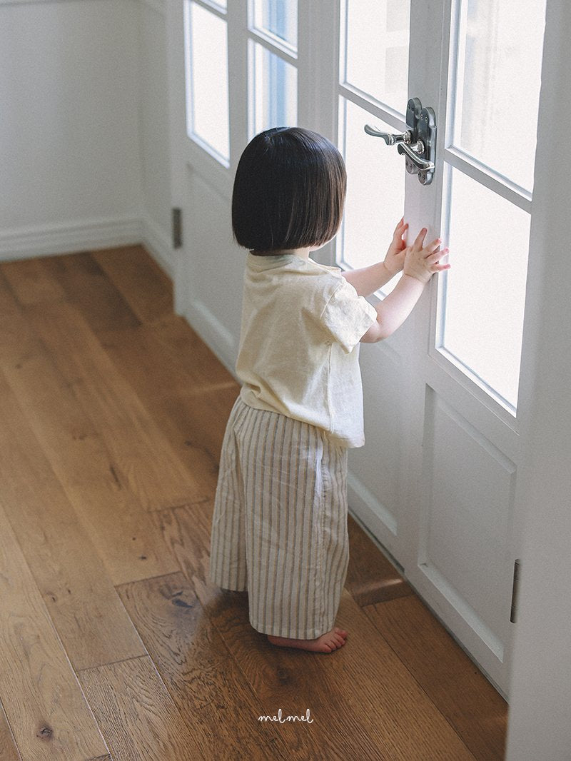 ［melmel］Stripe wide pants