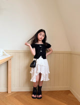 ［comma］Ribbon Shoulder puff tee