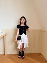 ［comma］Ribbon Shoulder puff tee