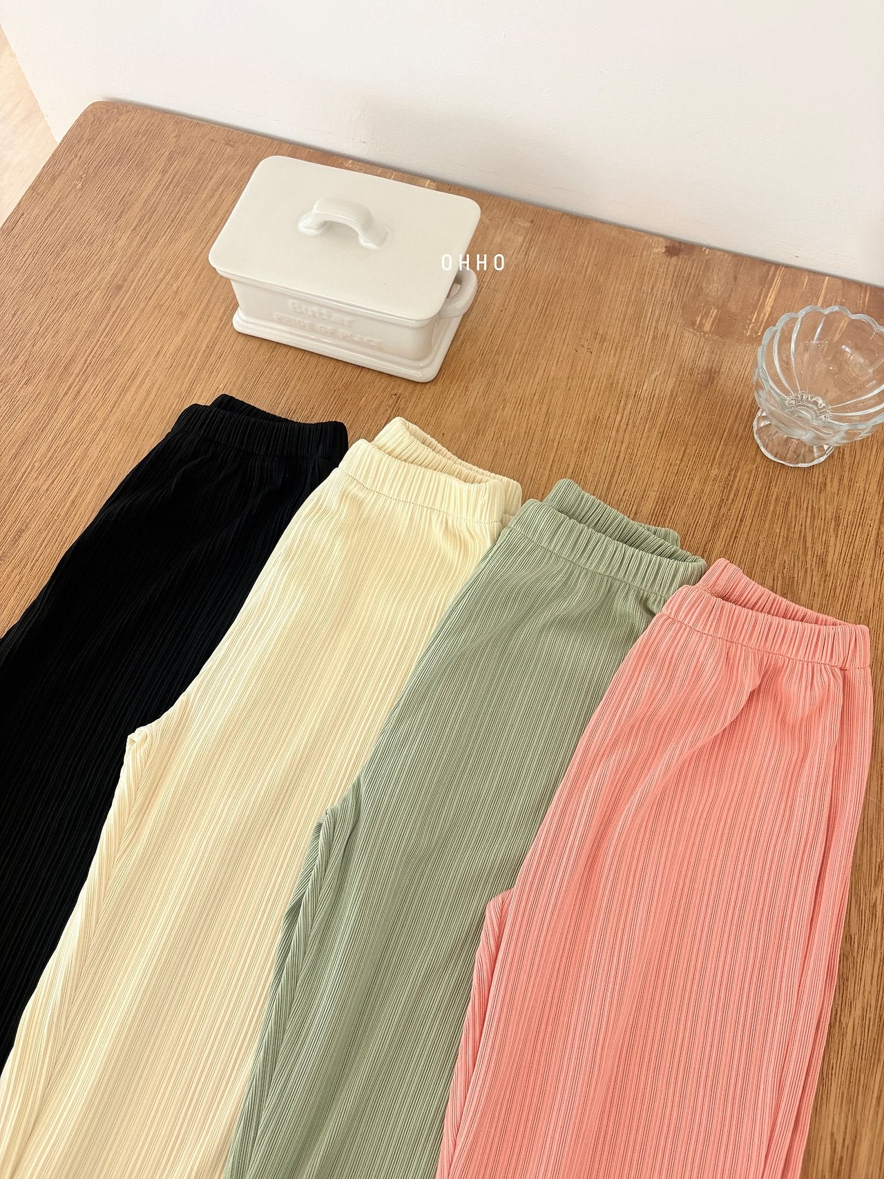 ［ohho］Heart pleats pants