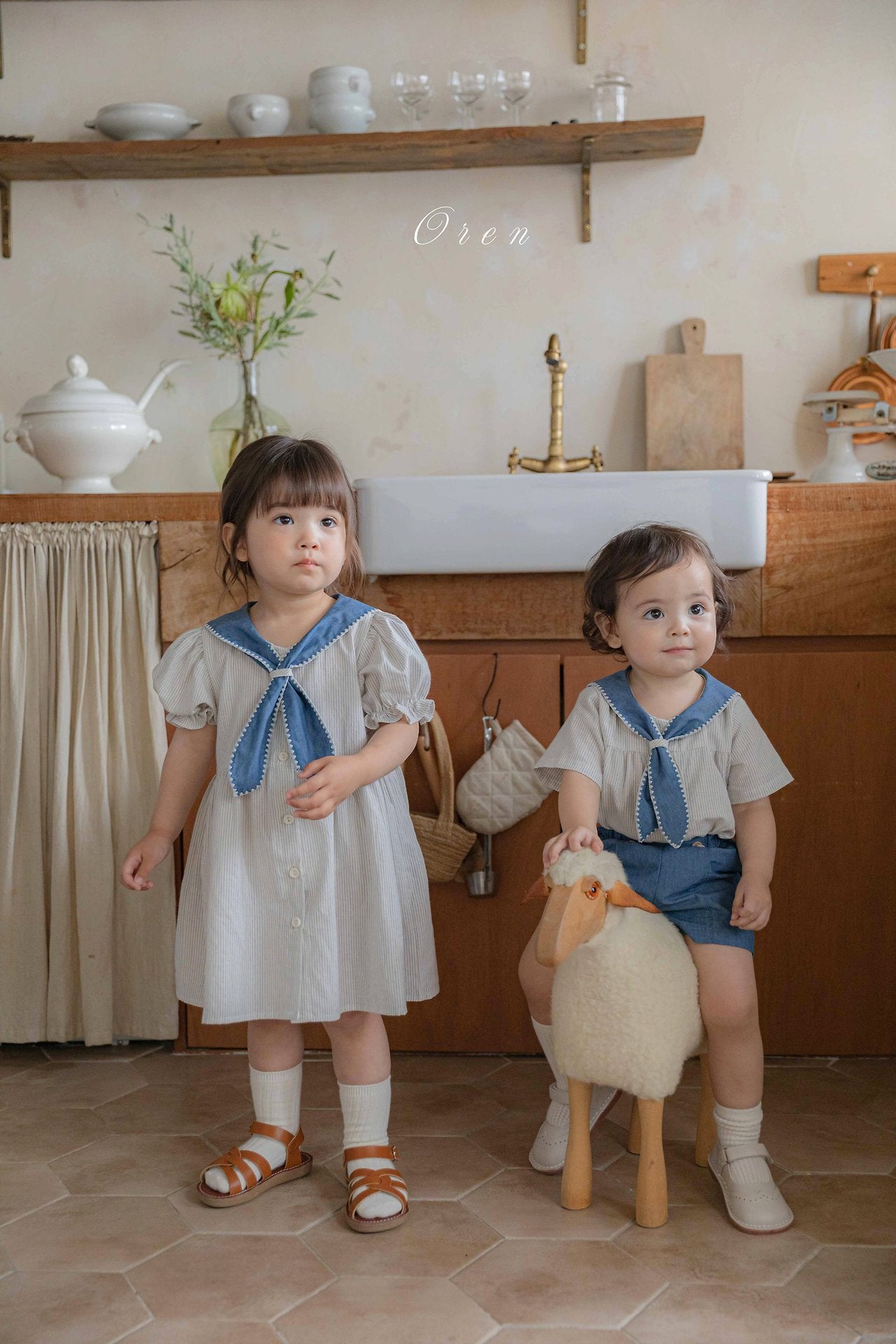 ［OREN］Pure tie stripe one-piece