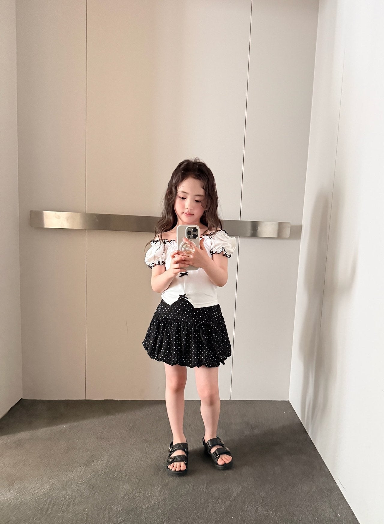 ［comma］Ribbon Shoulder puff tee