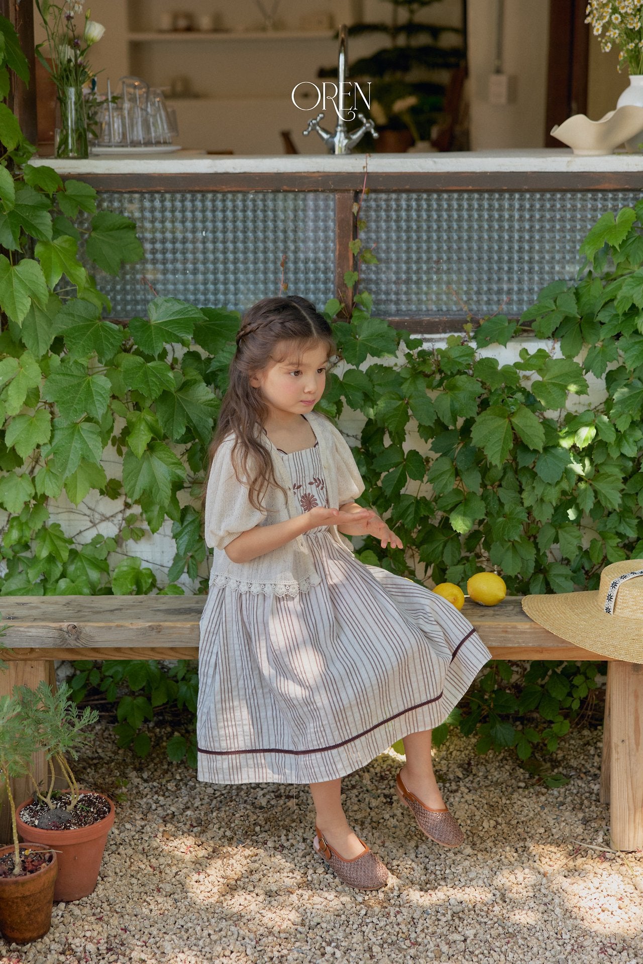 ［OREN］Linen puff lace cardigan