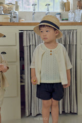 ［The beige］Short sleeve cardigan