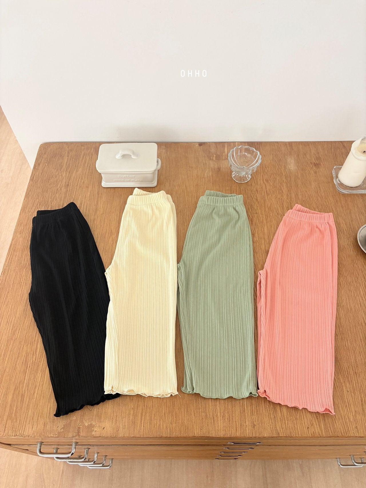 ［ohho］Heart pleats pants