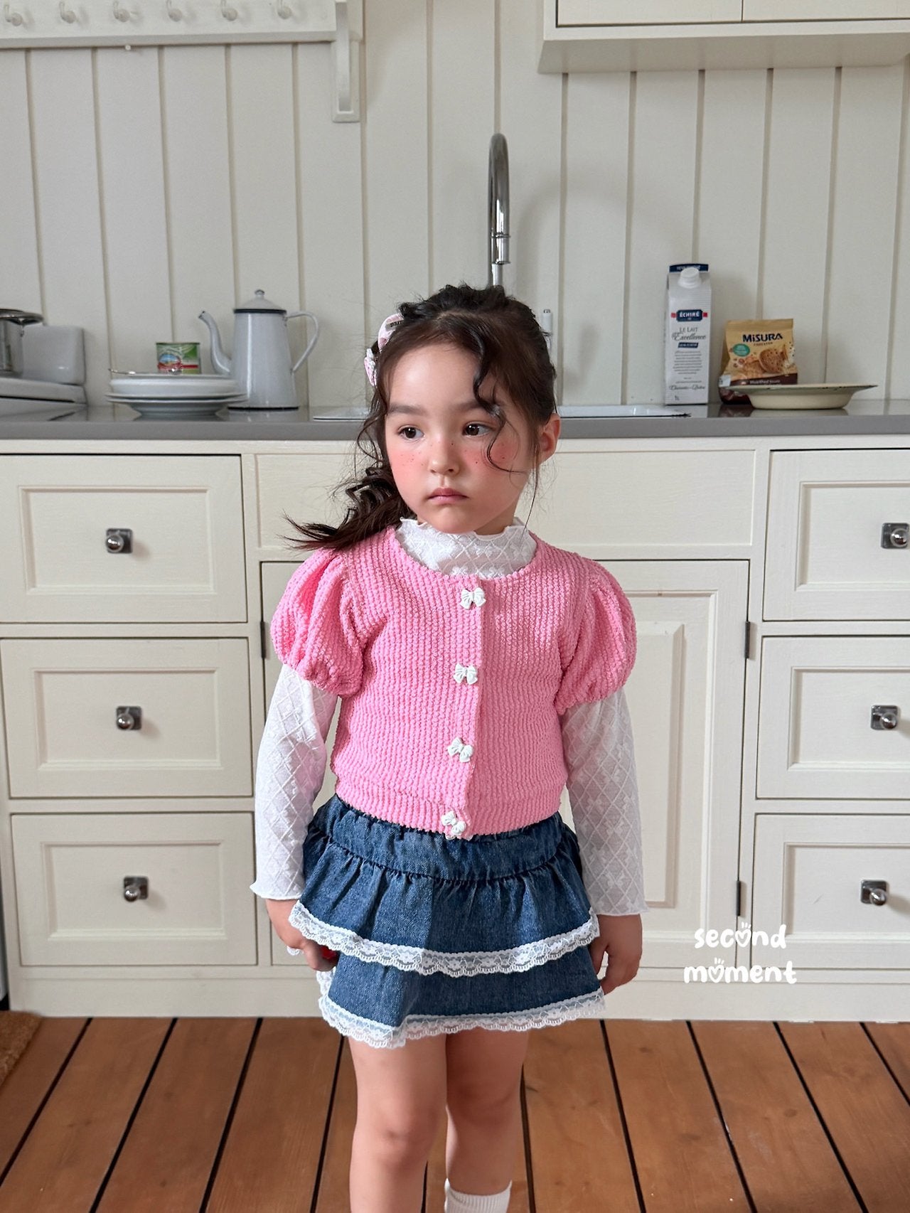 ［second moment］Puff ribbon cardigan