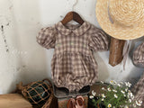 ［OREN］Check embroidery rompers