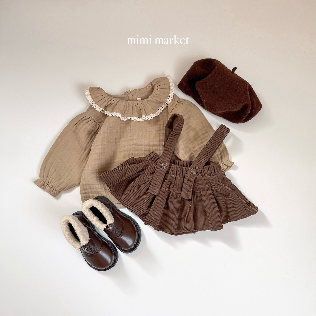 [mimi market] Corduroy suspender cancan skirt
