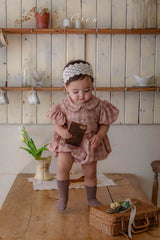 ［OREN］Check embroidery rompers