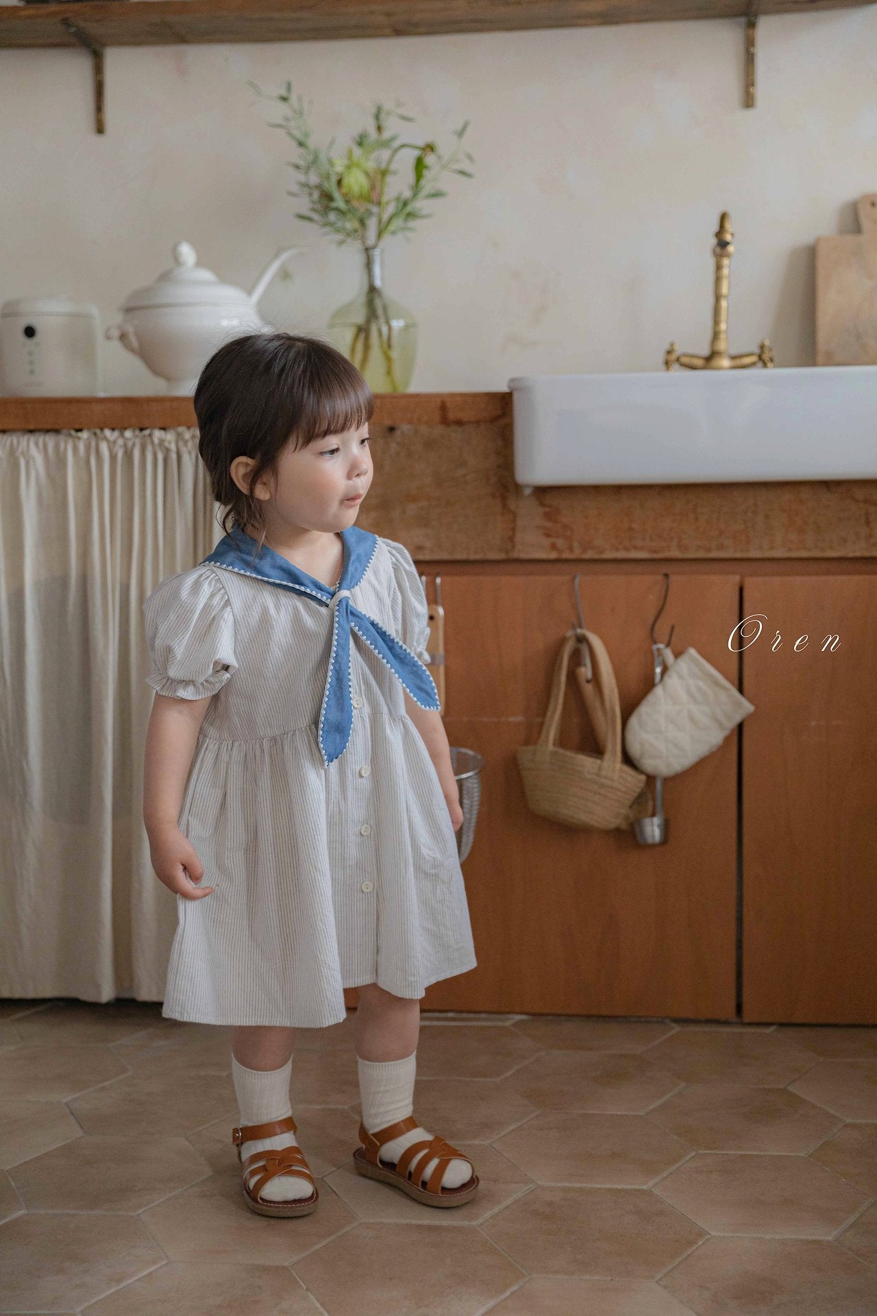 ［OREN］Pure tie stripe one-piece