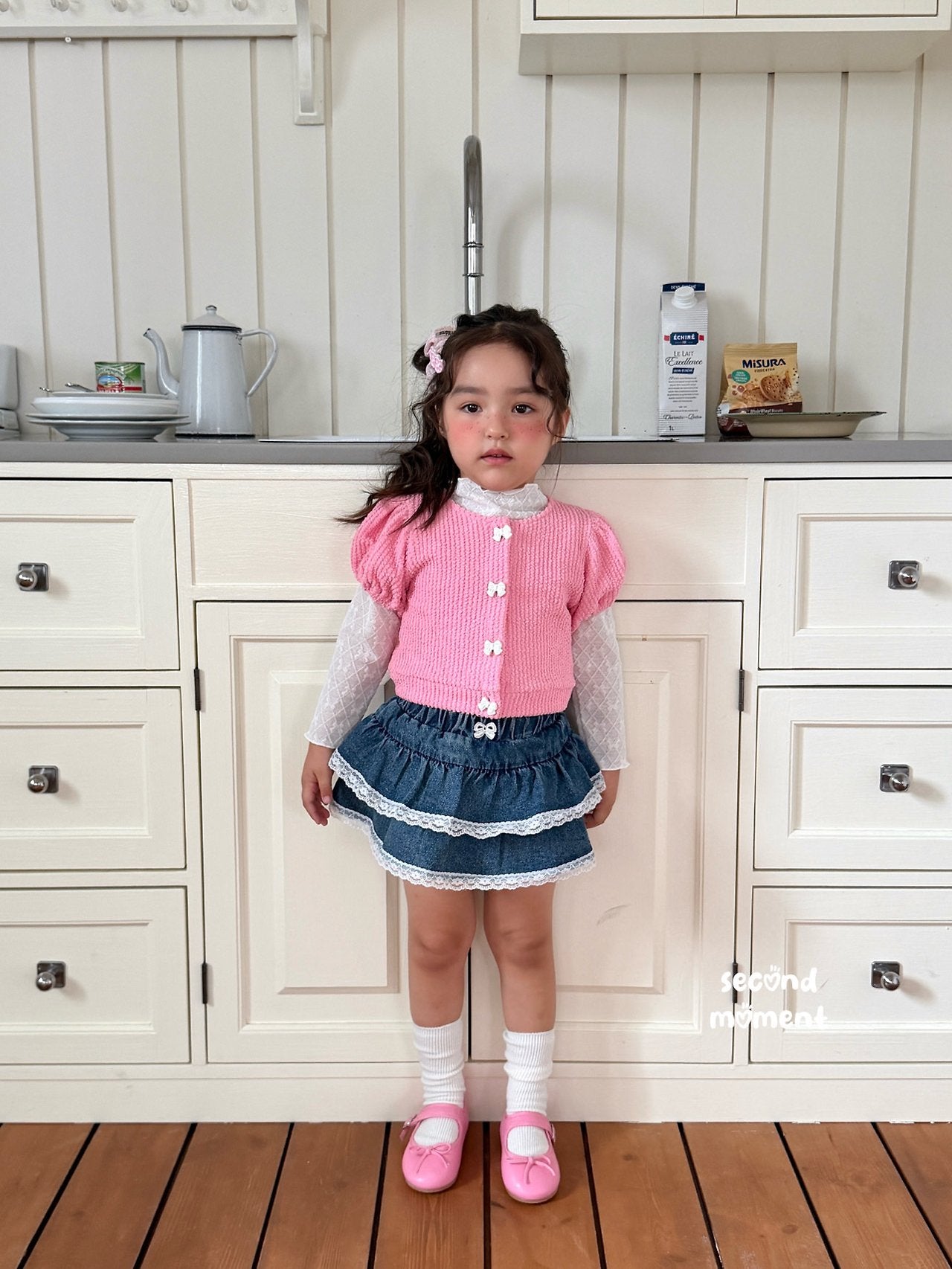 ［second moment］Puff ribbon cardigan