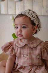 ［OREN］Check embroidery rompers