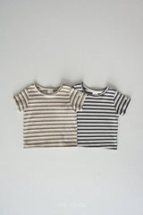［The beige］Stripe Slim tee