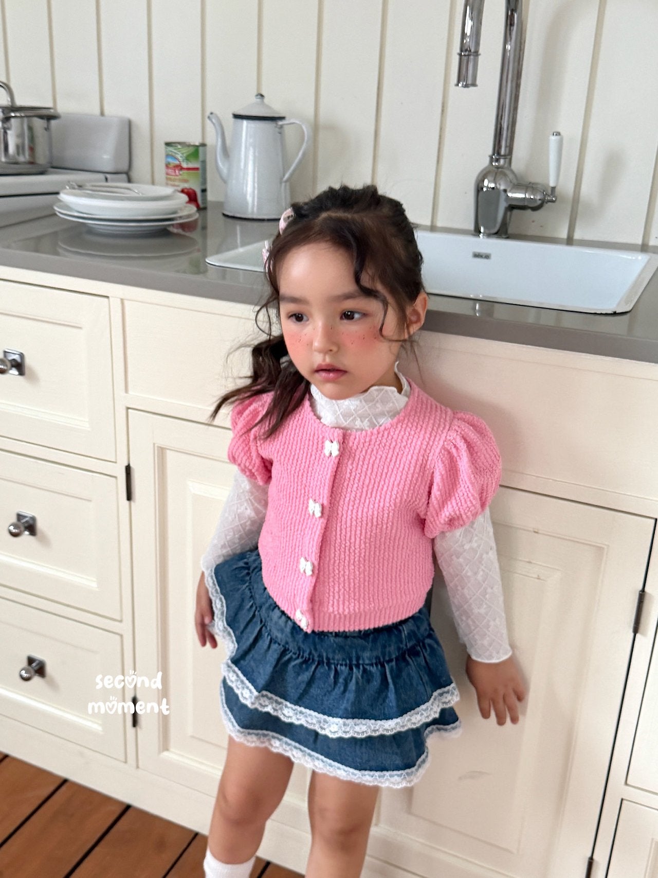 ［second moment］Puff ribbon cardigan