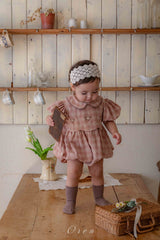 ［OREN］Check embroidery rompers