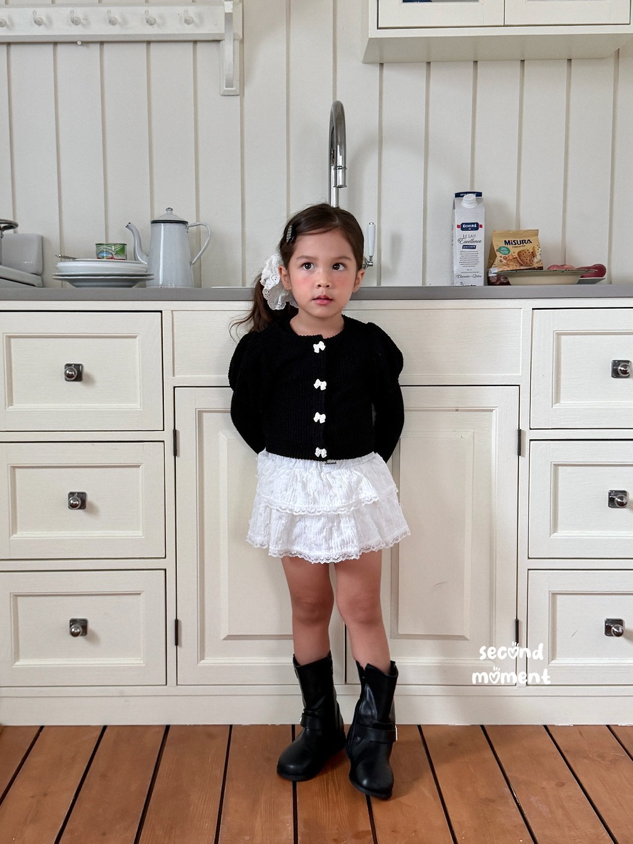 ［second moment］Puff ribbon cardigan