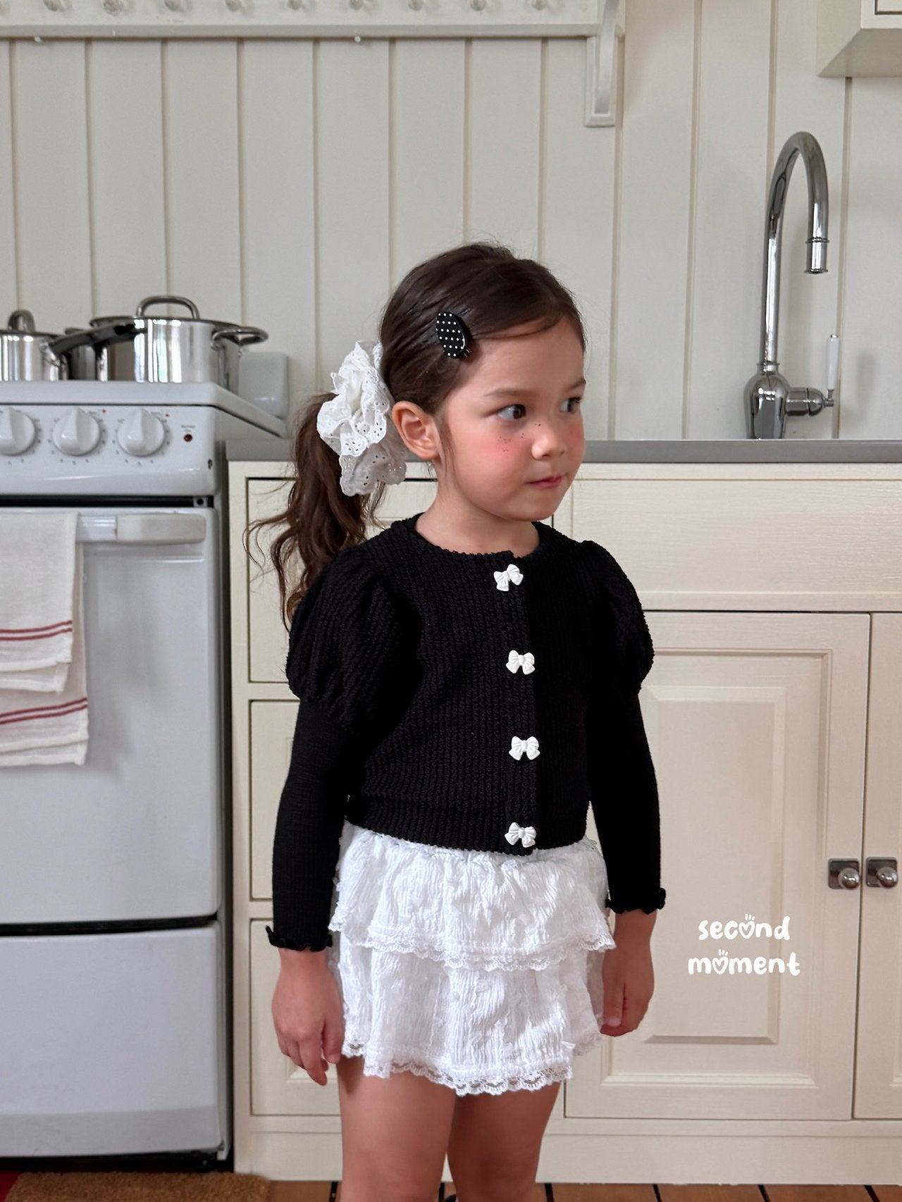 ［second moment］Puff ribbon cardigan