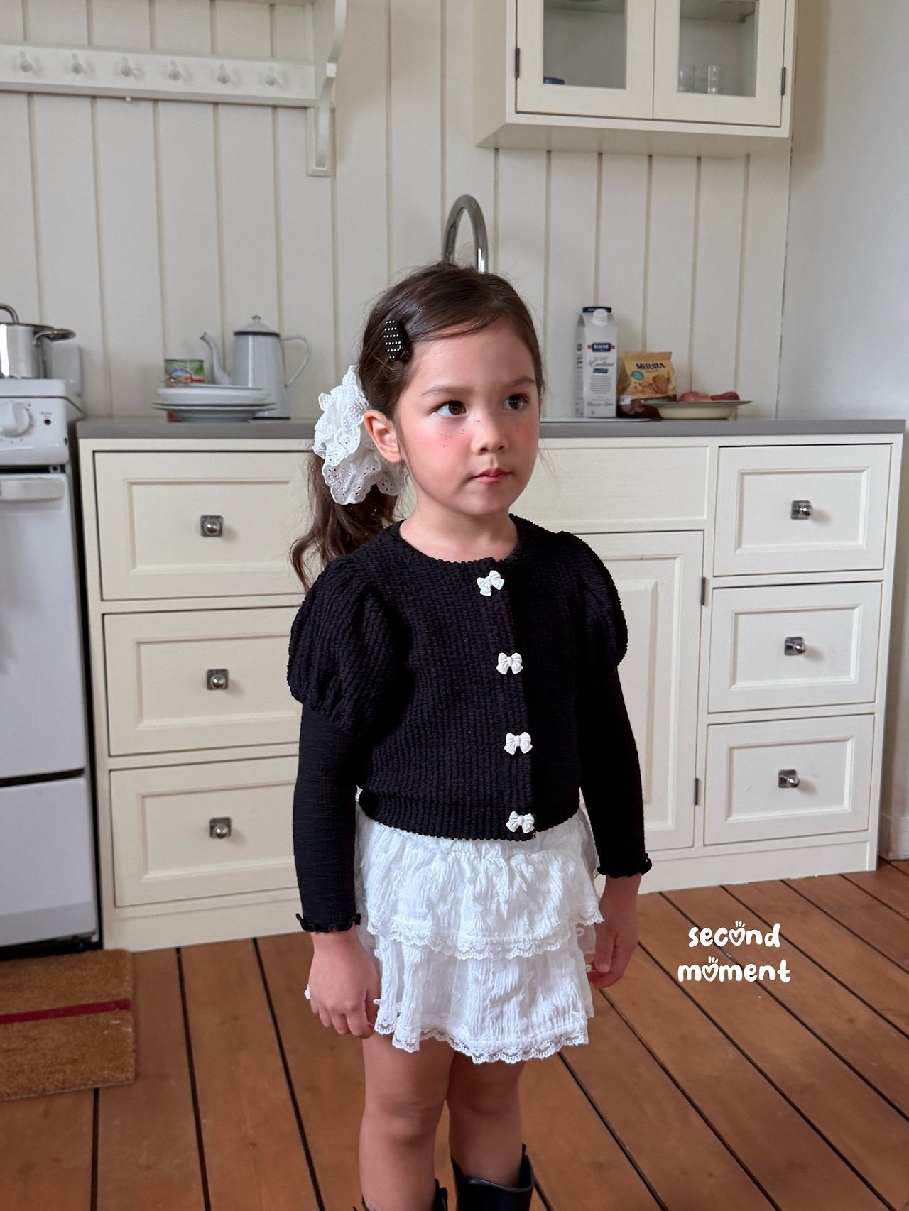 ［second moment］Puff ribbon cardigan