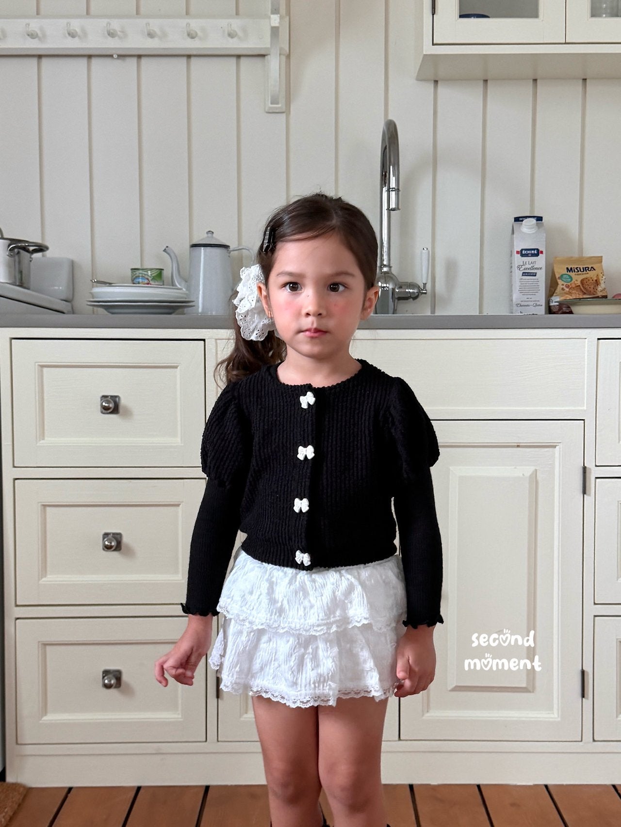 ［second moment］Puff ribbon cardigan