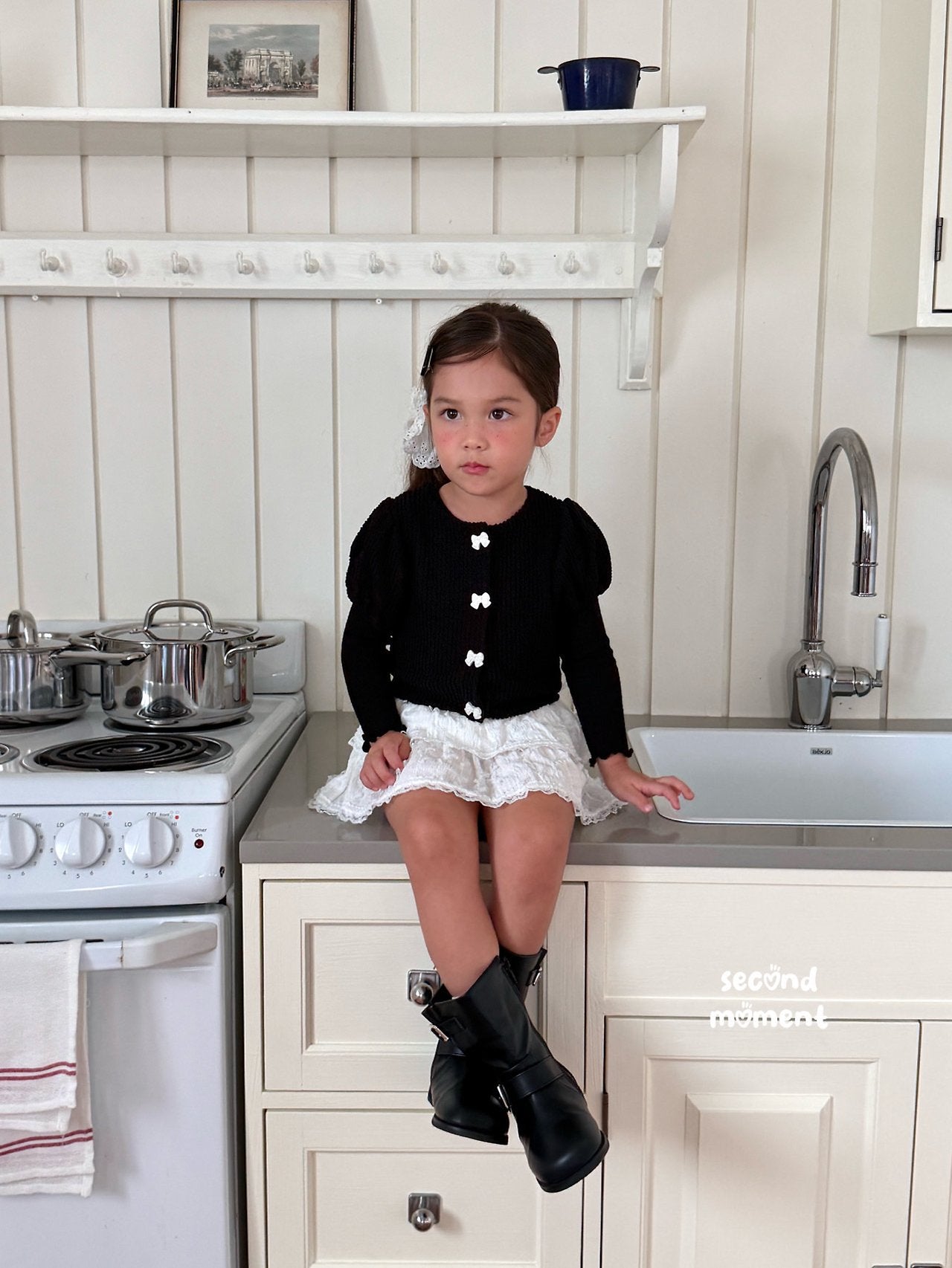 ［second moment］Puff ribbon cardigan