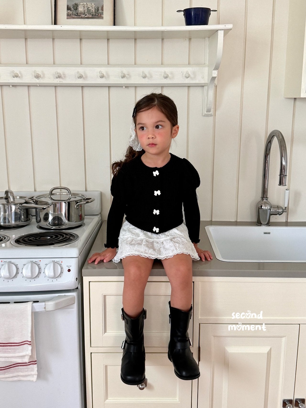［second moment］Puff ribbon cardigan