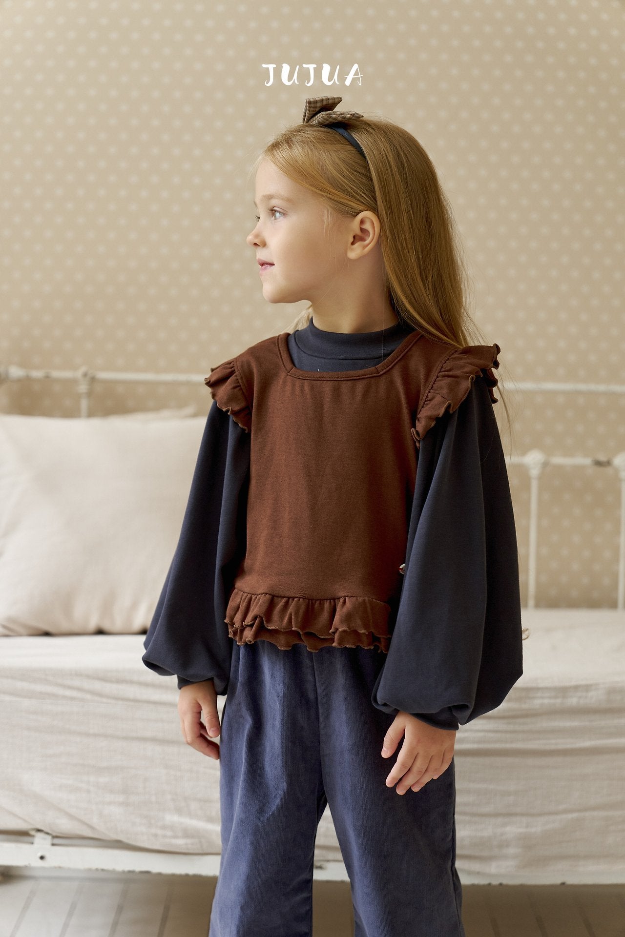 ［jujua］Berry balloon sleeve tops