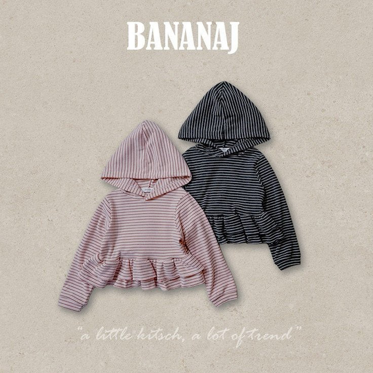 ［BANANAJ］Stripe frill hoodie