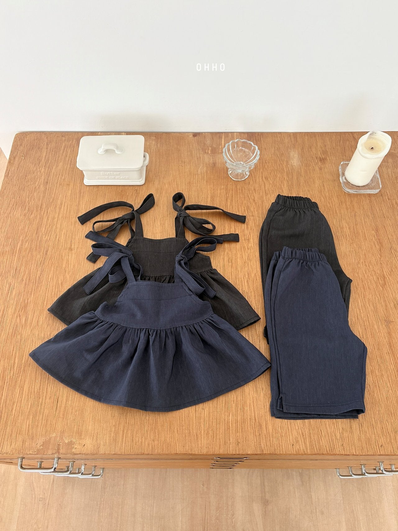 ［ohho］Soft denim capri pants